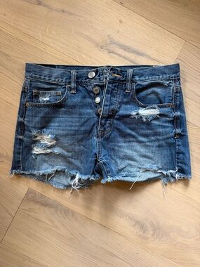 American Eagle Outfitters Distressed Dark Blue Denim Cutoff Shorts